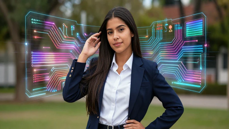 Chicas en Tecnología: Inspiración y Innovación del Futuro 8 Joven mexicana atractiva y moderna en una pose segura