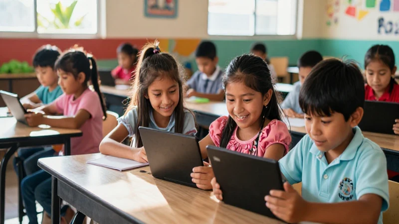 Niños mexicanos aprenden digitalmente con sol