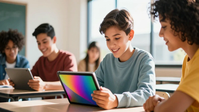 Estudiante feliz y diverso aprende en aula moderna