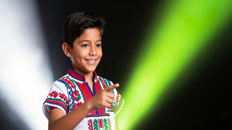 Niño mexicano vibrante en luz abstracta