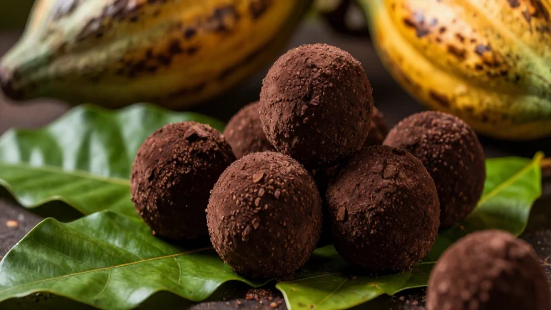 Cuál es la historia y beneficios del chocolate 5 Es una imagen realista de trufas de cacao
