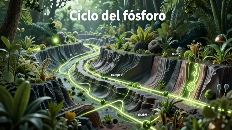 Diagram educativo del ciclo del fósforo