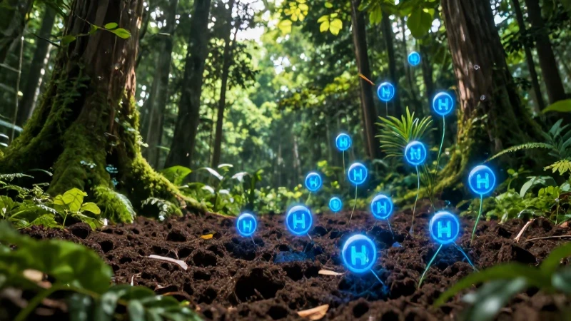 Bosque bajo estrés con moléculas de nitrógeno