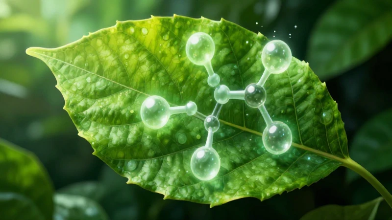 Hoja verde fusionada con estructura de oxígeno molecular