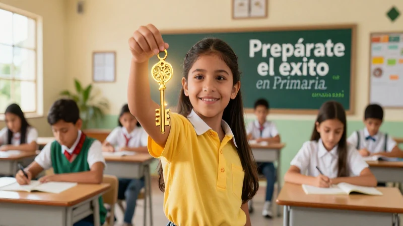 Imagen de éxito escolar y llave dorada