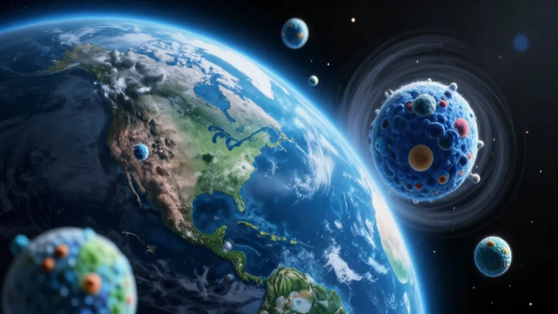 Atmósfera terrestre, ilustración académica y vibrante