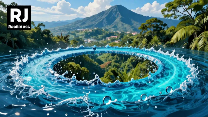 Ilustración vibrante del ciclo del agua mexicano