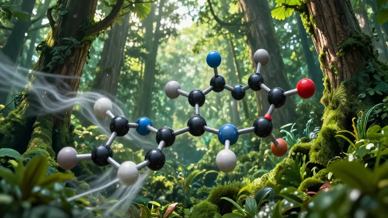 Red molecular vibrante en un bosque antiguo