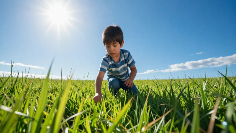 Cielo despejado: Disfruta de la belleza del verano radiante 3 Niño mexicano explora el campo verde bajo un cielo brillante