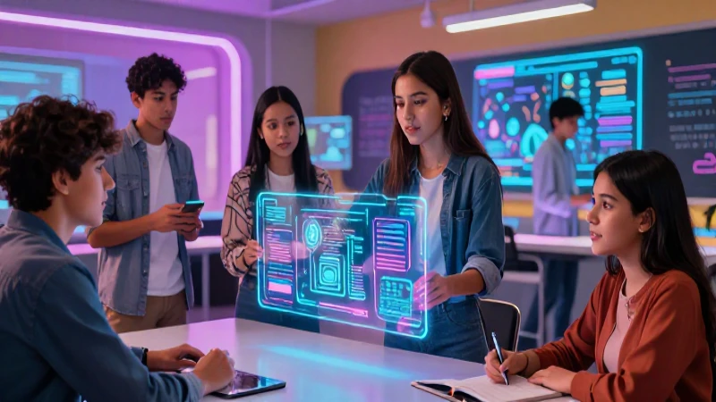 Estudiantes mexicanos descubriendo en un futuro vibrante