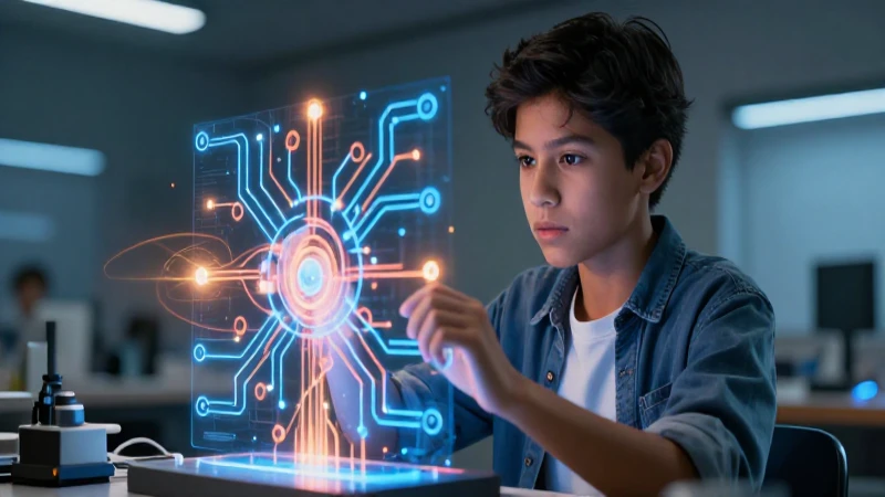 Estudiante mexicano interactúa con un circuito holográfico