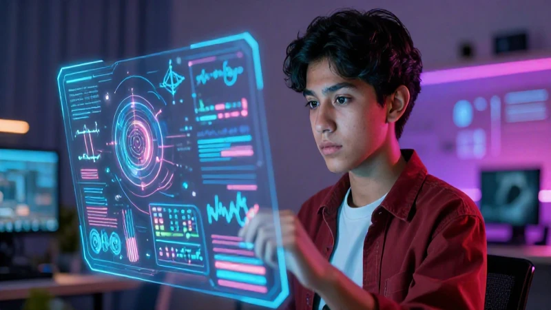 Joven mexicano con física holográfica vibrante