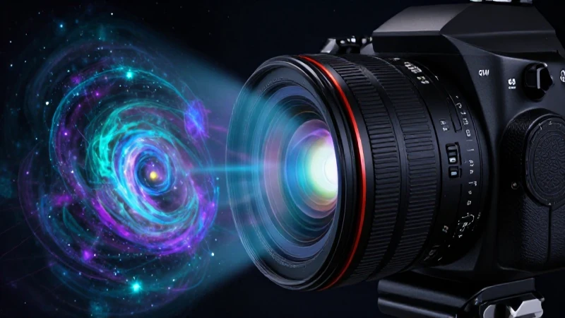 Qué es la ciencia ficción y cuál es su origen conceptual 5 Lente futurista con nebulosas y proyecciones holográficas vibrantes