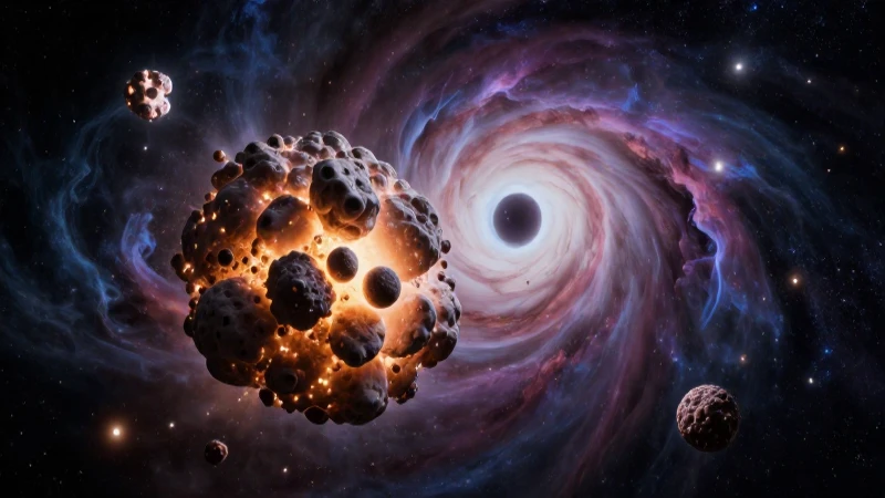 Asteroides coloridos brillan en el vasto espacio