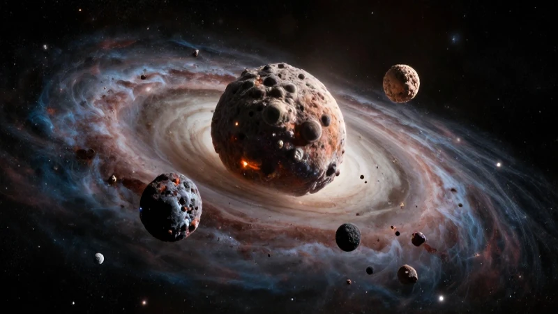 Cinturón de asteroides realista en espacio profundo
