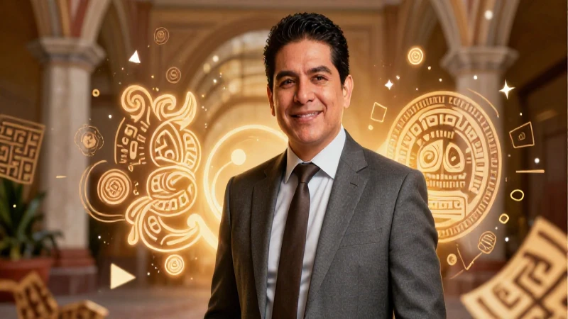 Educador mexicano profesional con estética cultural vibrante