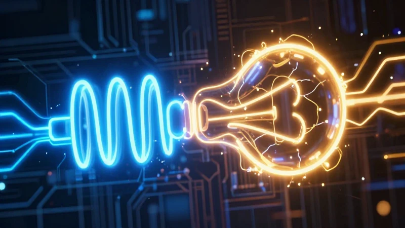 Focos neon azules y ámbar en circuito futurista
