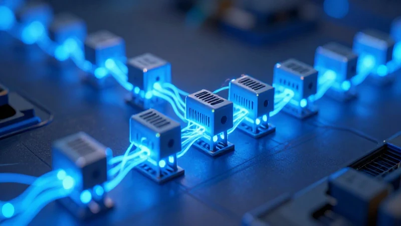 Resistores abstractos con energía eléctrica azul en serie