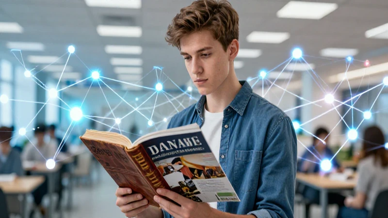 Estudiante moderno lee libro antiguo con estilo dinámico