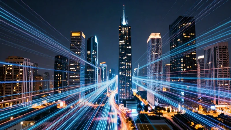 Skyline futurista hiperrealista y dinámico