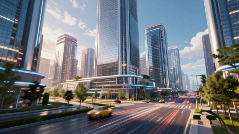 Ciudad futurista hiperdetallada, vibrante y moderna