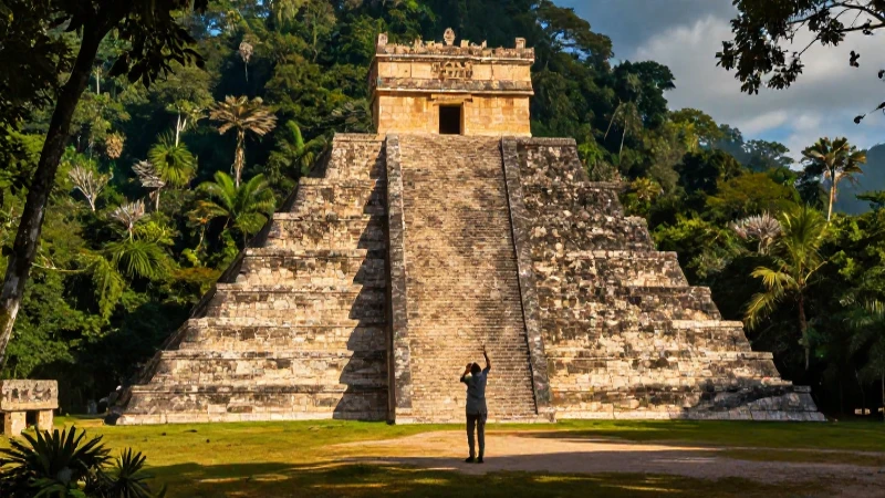 Pirámide mesoamericana majestuosa en el trópico