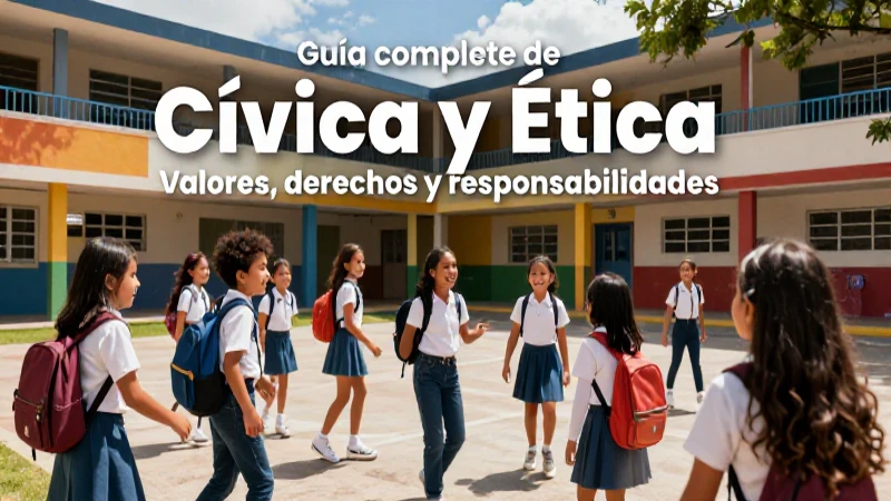 Ilustración vibrante de estudiantes promoviendo valores