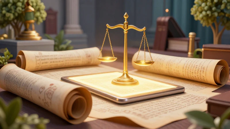 Civil Derecho: Concepto, Historia, Ramas y Características 4 Ilustración moderna de leyes con pergaminos y luz dramática