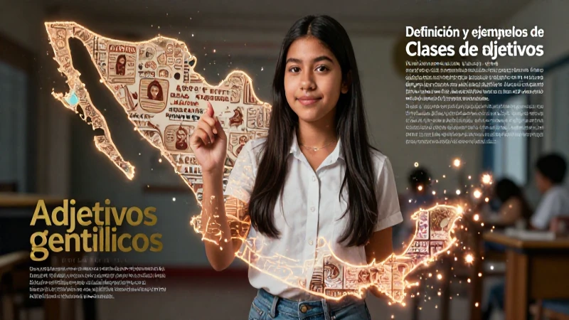 Clases de adjetivos: 100 Ejemplos para Aprender Fácil 5 Estudiante mexicano con partículas flotantes