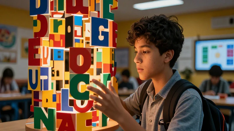 Estudiante mexicano ilustrado por bloques educativos