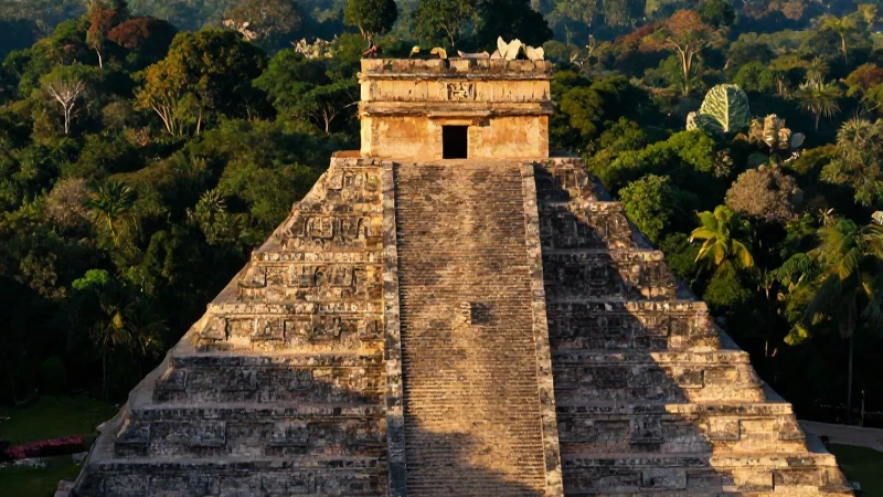 Clásico Período: Resumen y Características de América 5 Pirámide mesoamericana en jungla al atardecer