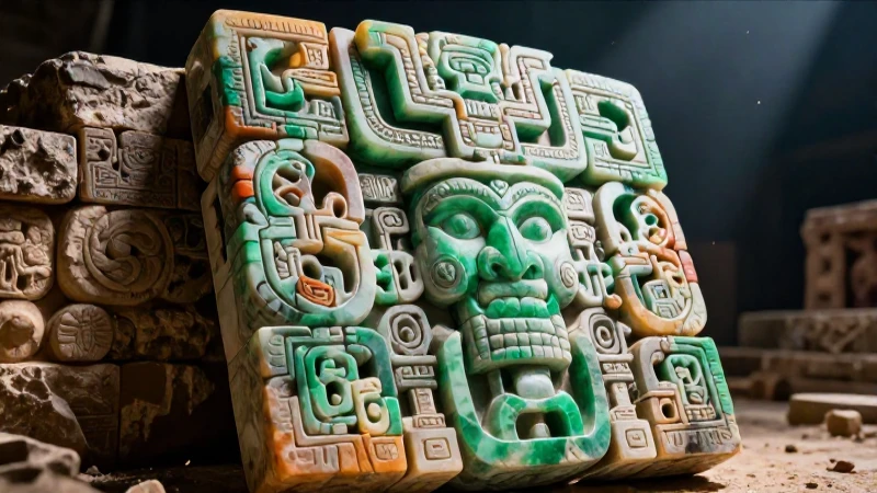 Clásico Período: Resumen y Características de América 7 Detalle vibrante de glifos mesoamericanos antiguos