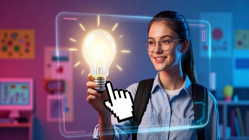 Estudiante atractivo con interfaz brillante y diseño profesional
