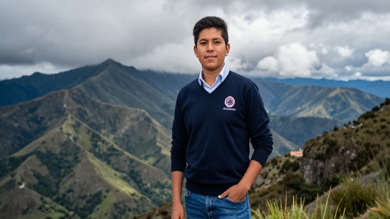 Educadora mexicana en dramático paisaje montaños