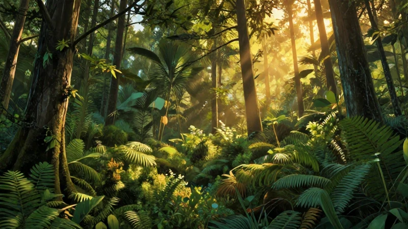 Clima templado: definición y concepto del clima templado 7 Bosque templado dramático con luz dorada y estrés climático
