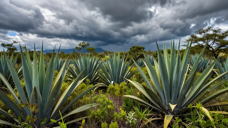 Vegetación norteña mexicana vibrante bajo cielos dramáticos