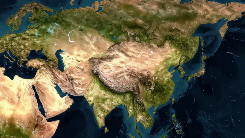Mapa estilizado y detallado de Asia