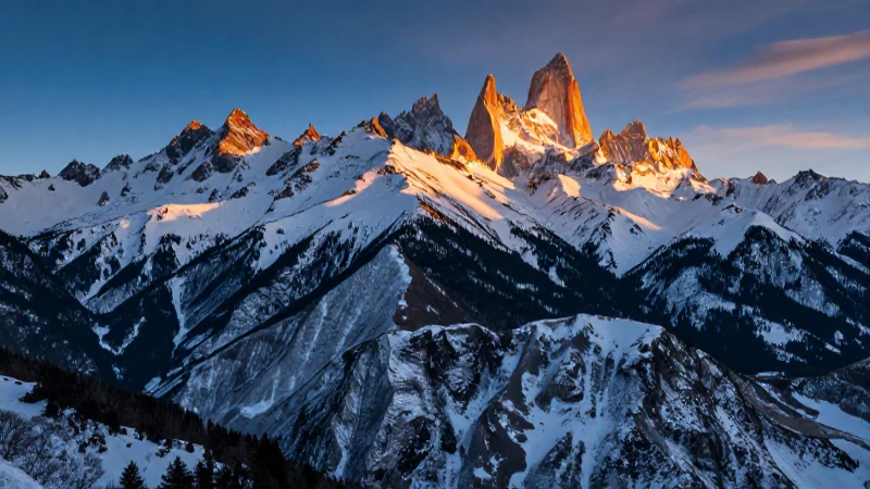 Paisaje montañosos invernal dramático y detallado