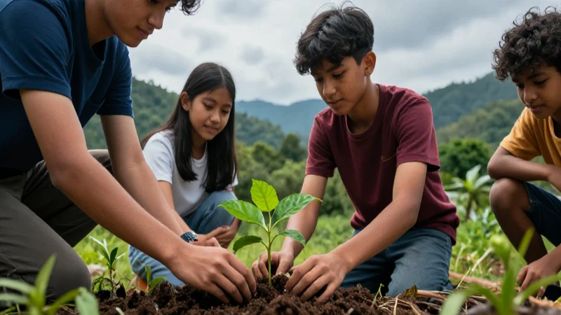 Joven planta una semilla vibrante en paisaje verde