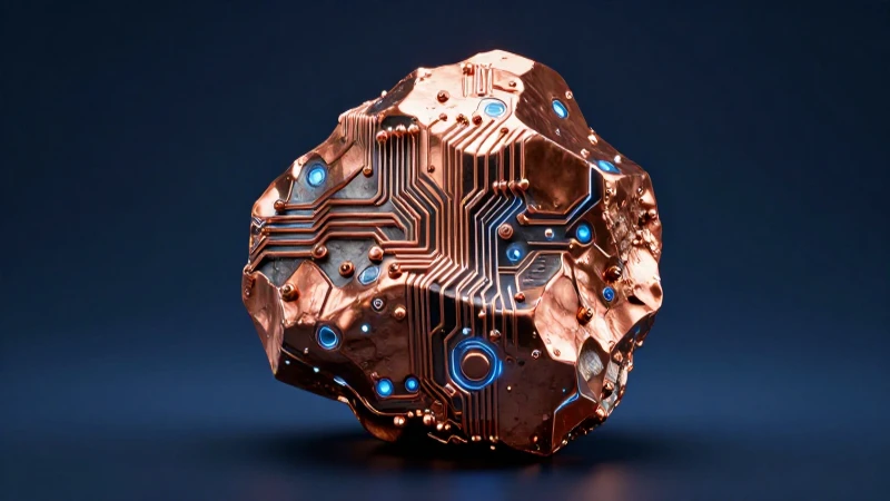 Detalle futurista ultra-fino de un nugget de cobre