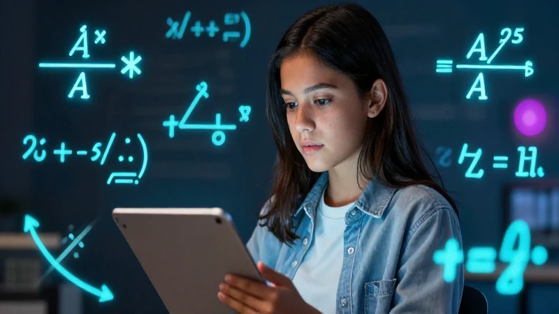 Estudiante enfocado resuelve cálculo de potencias digitales