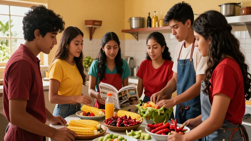 Cocina: Definición y concepto que debes conocer hoy 8 Estudiantes mexicanos cocinan ingredientes frescos
