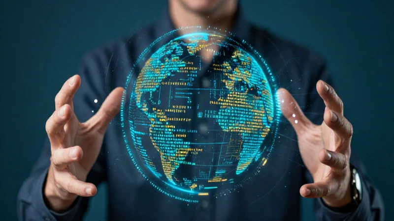 Estratega digital con código futurista y brillo intenso