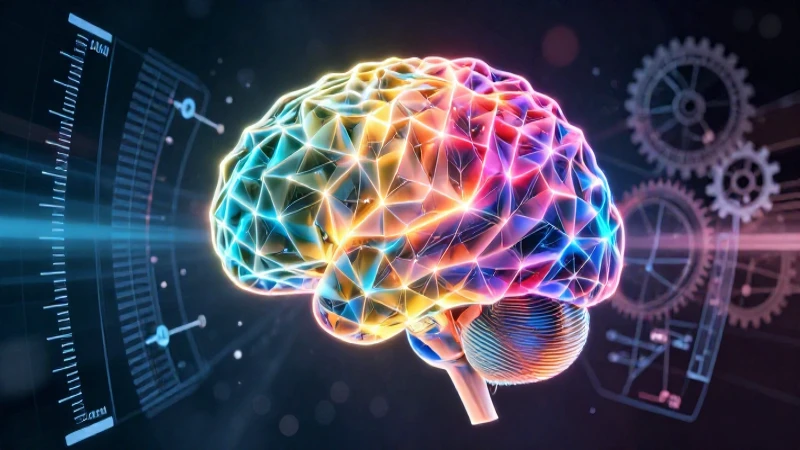 Cerebro humano abstracto y geométrico con elementos técnicos