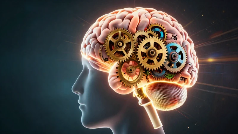 Cerebro luminoso con intrincados engranajes vintage