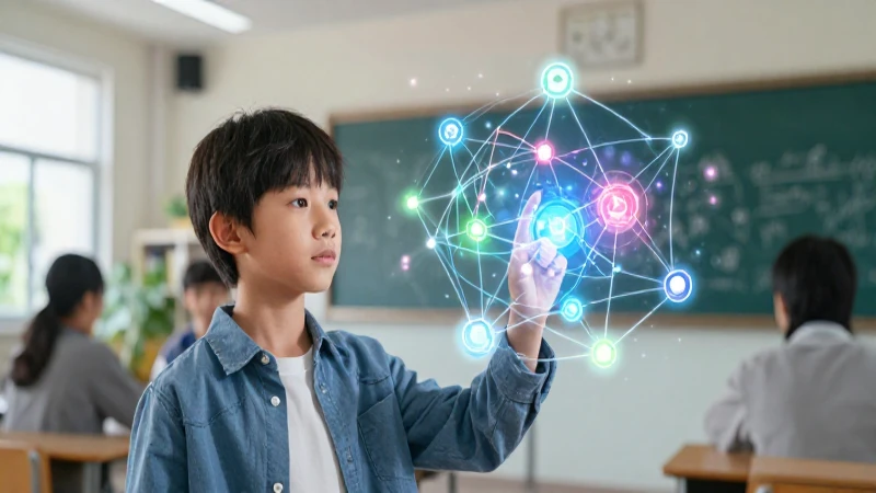 Cognición: significado, definición y concepto explicado 8 Estudiante estudia red holográfica abstracta brillantemente