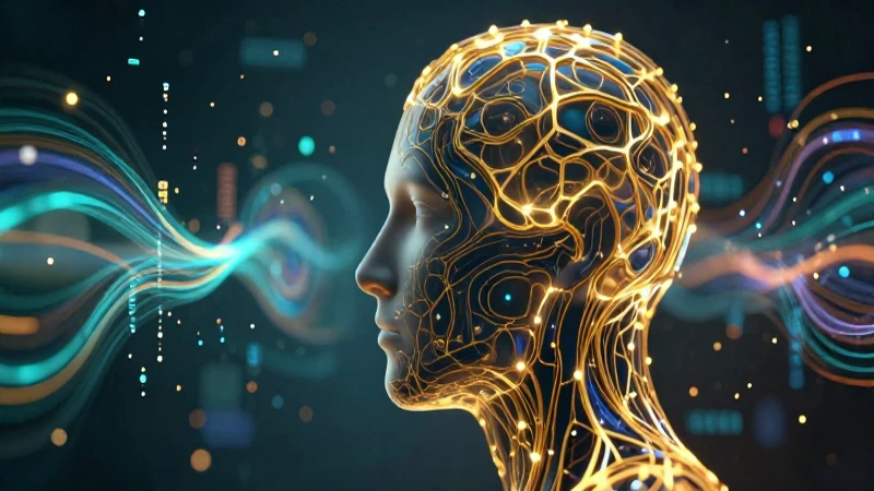 Silueta humana con red neural dorada