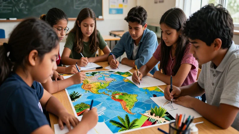 Estudiantes mexicanos crean collage geográfico