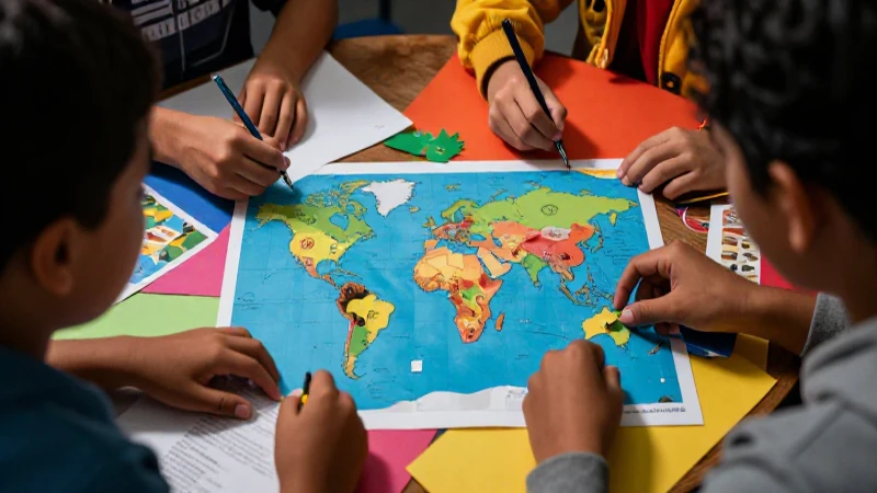 Joven mexicano crea mapa colorido en collage vibrante
