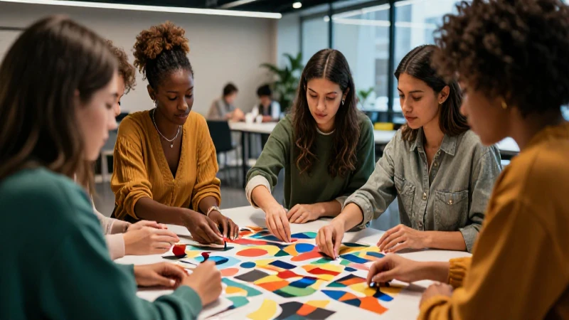 Mujeres jóvenes colaboran en taller creativo